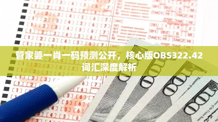 管家婆一肖一码预测公开,核心版OBS322.42词汇深度解析