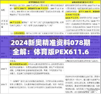 2024新奥精准资料078期全解:体育版PEX611.65方案深度剖析