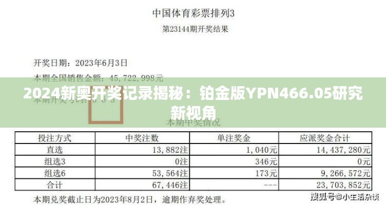 2024新奥开奖记录揭秘:铂金版YPN466.05研究新视角