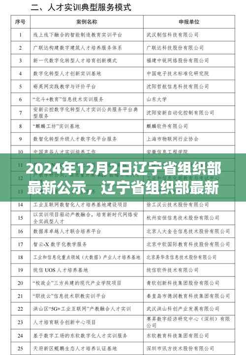 辽宁省组织部最新公示,时代脉搏下的未来展望(2024年12月)