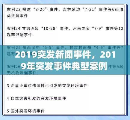 2019突发新闻事件,2019年突发事件典型案例