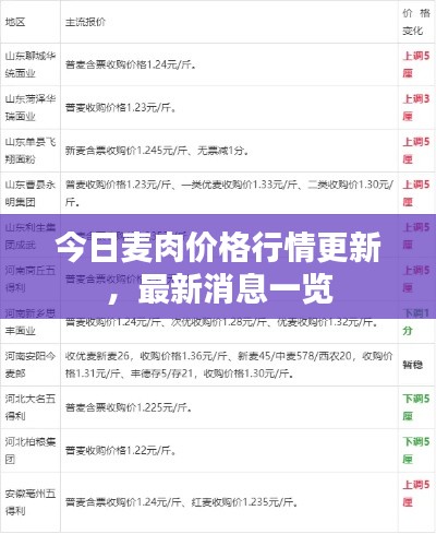 今日麦肉价格行情更新,最新消息一览