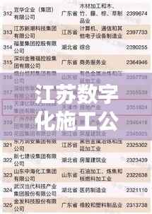 江苏数字化施工公司排名揭晓，行业领先的几家企业榜单出炉！