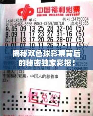 揭秘双色球彩票背后的秘密独家彩报!